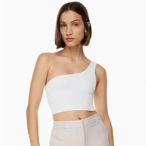 Aritzia Sculpt Knit One-Shoulder Cropped Tank white sz xs